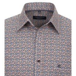 CASAMODA Herren Freizeithemd Kurzarm Kent Comfort-Fit Orange gemustert