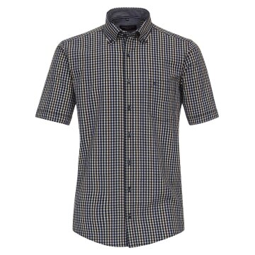 CASAMODA Herren Freizeithemd Kurzarm Button-Down Casual-Fit Blau kariert