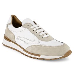 Prime Shoes SPORT OXFORD Herren Sneaker aus reinem Kalbsleder Budapester FLEX-Line Gummisohle Weiß White Ivory EU40-EU47