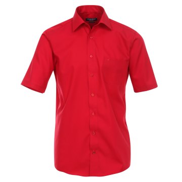 Größe 48 Casamoda Hemd Rot Uni Kurzarm Comfort Fit Normal Geschnitten Kentkragen 100% Baumwolle Bügelfrei