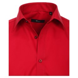 Größe 37 Venti Hemd Rot Uni Langarm Slim Fit Tailliert Kentkragen 100% Baumwolle Popeline Bügelfrei