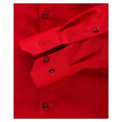 Größe 38 Venti Hemd Rot Uni Langarm Slim Fit Tailliert Kentkragen 100% Baumwolle Popeline Bügelfrei