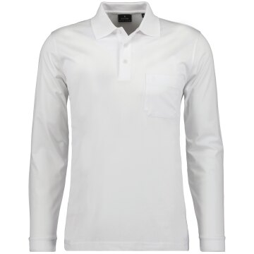RAGMAN Herren Poloshirt Langarm Polokragen Baumwollmix Weiß