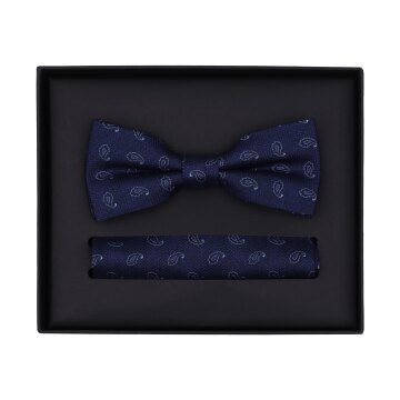 VENTI Herren Fliege Einstecktuch Set-2-tlg Seide Blau gemustert