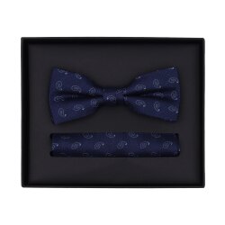 VENTI Herren Fliege Einstecktuch Set-2-tlg Seide Blau...