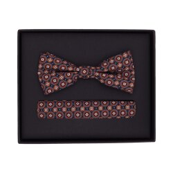 VENTI Herren Fliege Einstecktuch Set-2-tlg Orange gemustert