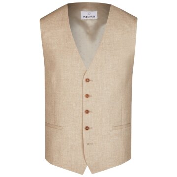 Wilvorst GREEN-WEDDING Herren Weste V-Neck Modern-Fit Beige meliert