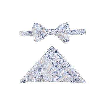 Wilvorst SINCE-1916 Herren Schleife Einstecktuch Hellblau Paisley