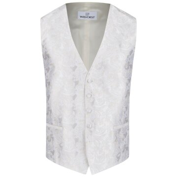 Wilvorst SINCE-1916 Herren Weste V-Neck Modern-Fit Weiß Paisley 106
