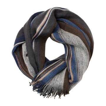CASAMODA Herren Schal Fransen Polyacryl Strick Beige gestreift