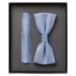 VENTI Herren Fliege Einstecktuch Set Seide Hellblau...