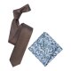 VENTI Herren Krawatte Einstecktuch Set-2-tlg Seide gewebt Braun