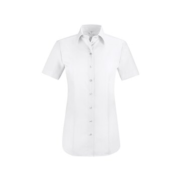 Greiff LEASING Damen Business-Bluse Kurzarm Kent Slim-Fit Weiß