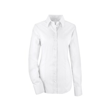 Greiff LEASING Damen Business-Bluse Langarm Kent Slim-Fit Weiß