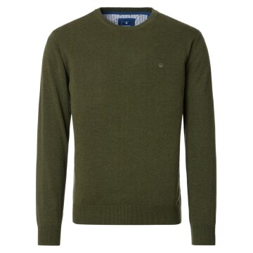 REDMOND Casual Herren Pullover Langarm Rundhals Comfort Olivgrün L
