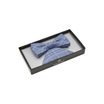 Wilvorst SINCE-1916 Herren Schleife Einstecktuch Blau kariert