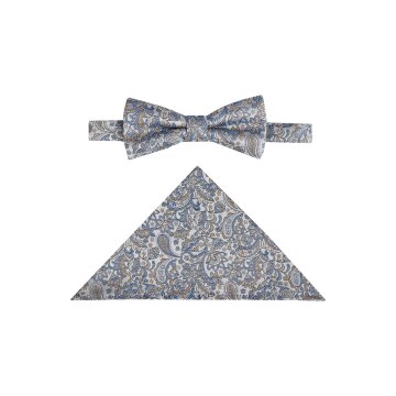 Wilvorst TZIACCO Herren Schleife Einstecktuch Blau Paisley