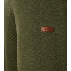 REDMOND Casual Herren Strickjacke Zipper Baumwolle Olivgrün