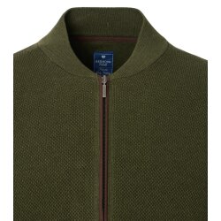 REDMOND Casual Herren Strickjacke Zipper Baumwolle Olivgrün