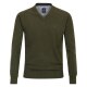 REDMOND Casual Herren Pullover Langarm V-Neck Comfort Olivgrün