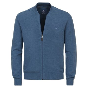REDMOND Casual Herren Strickjacke College Zipper Comfort Mittelblau