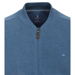 REDMOND Casual Herren Strickjacke College Zipper Comfort Mittelblau