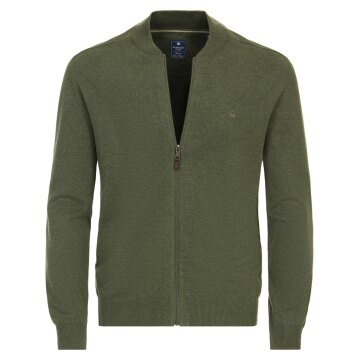 REDMOND Casual Herren Strickjacke College Zipper Comfort Olivgrün