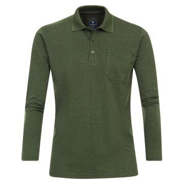 REDMOND Casual Herren Polo-Shirt Langarm Regular-Fit Jersey Grün