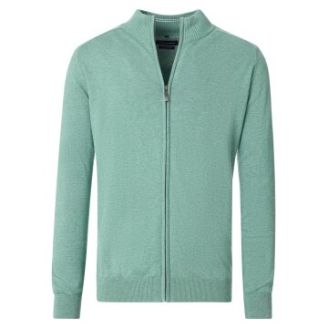 CASAMODA Herren Strickjacke Zipper Regular Baumwolle Türkis