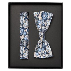 VENTI Herren Fliege mit Einstecktuch Set-2-tlg Blau...