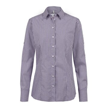 Greiff BASIC Damen Bluse Langarm Kent Regular vichy karo Blau