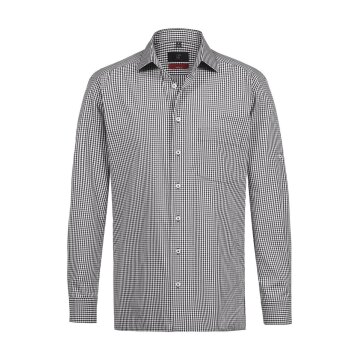 Greiff BASIC Herren Hemd Langarm Kent Regular vichy karo Schwarz