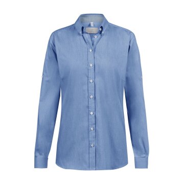 Greiff GASTRO-MODA Damen Bluse Langarm Button-Down Regular Hellblau