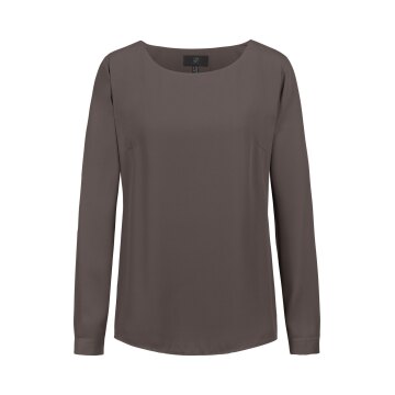 Greiff CHIFFON Damen Chiffon-Bluse Langarm Rundhals Regular Taupe