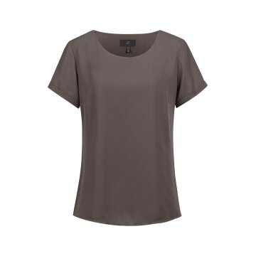 Greiff CHIFFON Damen Bluse Kurzarm Rundhals Regular Taupe