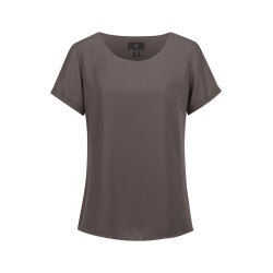 Greiff CHIFFON Damen Bluse Kurzarm Rundhals Regular Taupe