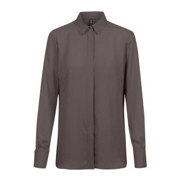 Greiff CHIFFON Damen Chiffon-Bluse Langarm Kent Regular Taupe