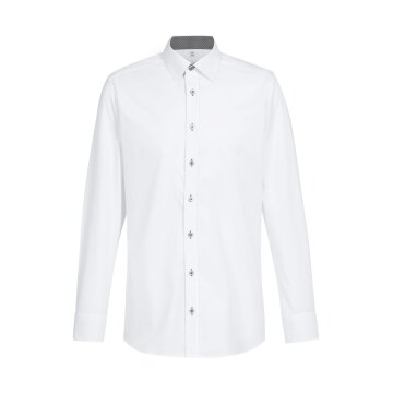 Greiff Essentials PREMIUM Herren Hemd New-Kent Regular Weiß/Grau