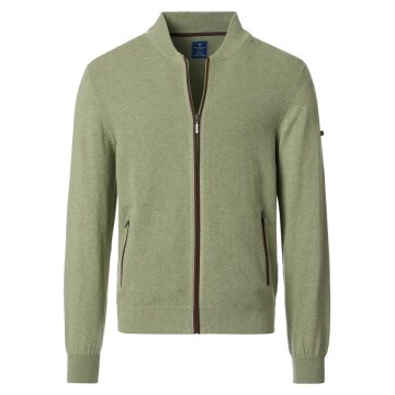 REDMOND Casual Herren Strickjacke Zipper Baumwolle Hellgrün