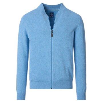 REDMOND Casual Herren Strickjacke College Zipper Comfort Hellblau