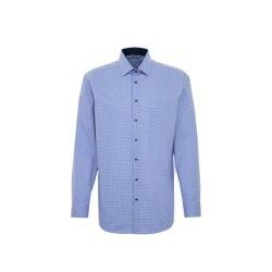 Seidensticker Herren Hemd Langarm Regular Mittelblau kariert