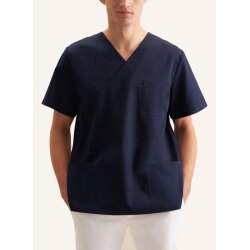 Seidensticker KASACK Herren Kasack Kurzarm V-Neck Regular Marine
