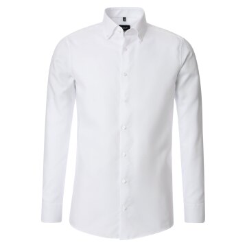 VENTI Herren Businesshemd Langarm Button-Down Modern-Fit Weiß