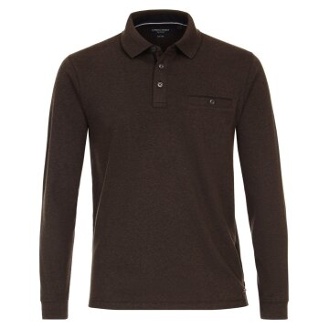 CASAMODA Herren Poloshirt Langarm Polokragen Casual Piqué Braun