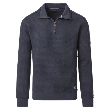 CASAMODA Herren Sweatshirt Troyer Langarm Regular-Fit Blau