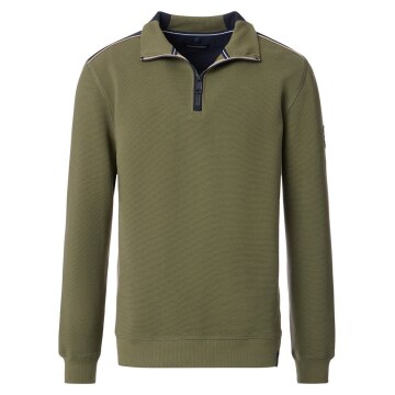 CASAMODA Herren Sweatshirt Troyer Zipper Regular-Fit Olivgrün