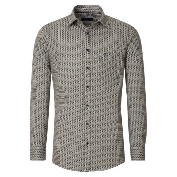 CASAMODA Herren Freizeithemd Langarm Casual-Fit Grün gemustert