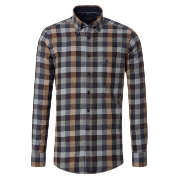 CASAMODA Herren Freizeithemd Langarm Button-Down Casual Blau kariert