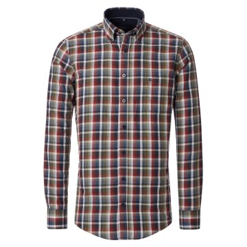 CASAMODA Herren Freizeithemd Langarm Button-Down Casual Orange kariert