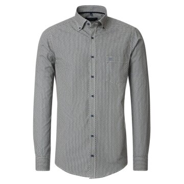 CASAMODA Herren Freizeithemd Langarm Button-Down Grün gemustert